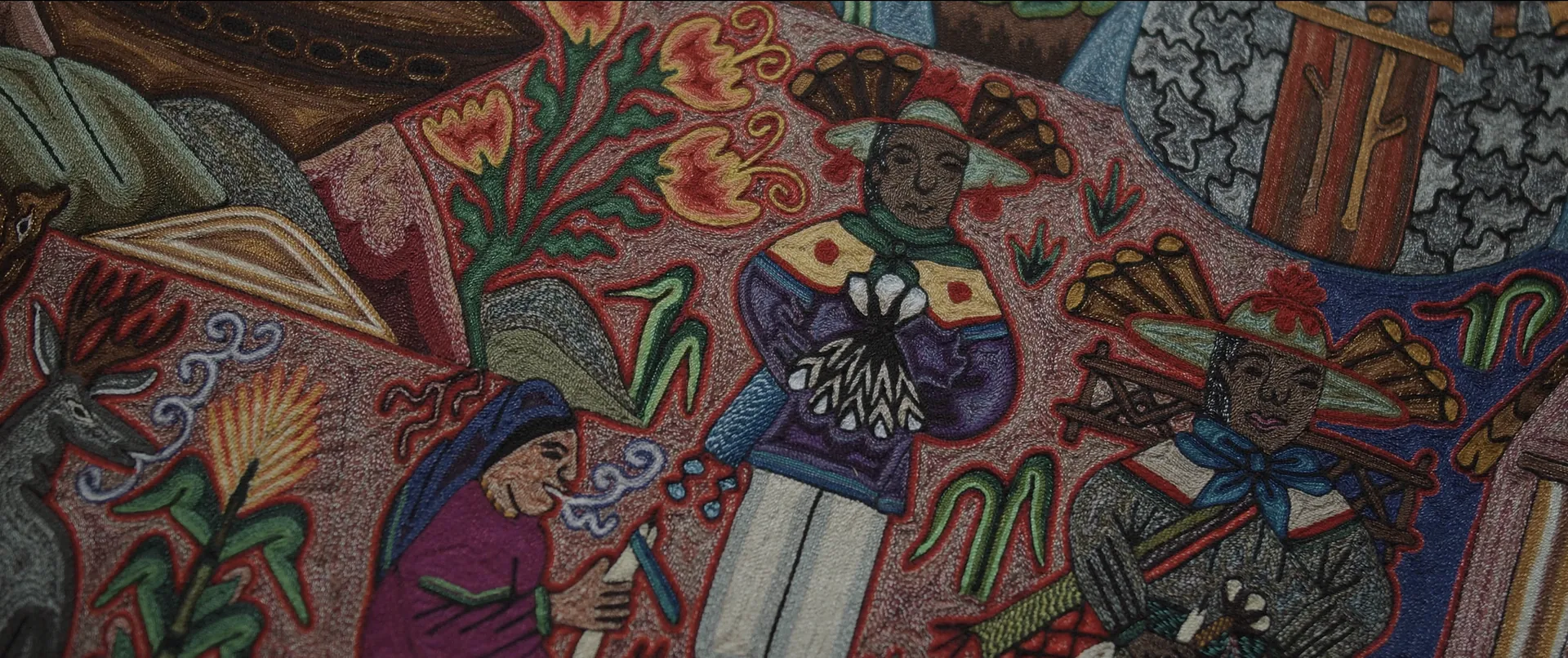 Detail of a Wixárika yarn painting